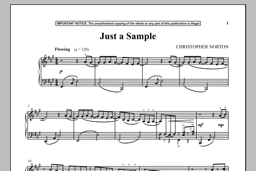 Christopher Norton Just A Sample Sheet Music Notes & Chords for Piano - Download or Print PDF