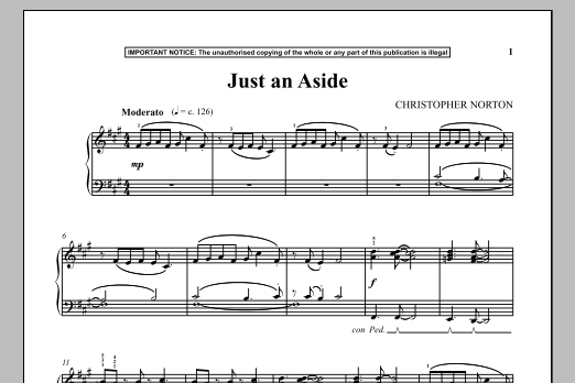 Christopher Norton Just An Aside Sheet Music Notes & Chords for Piano - Download or Print PDF