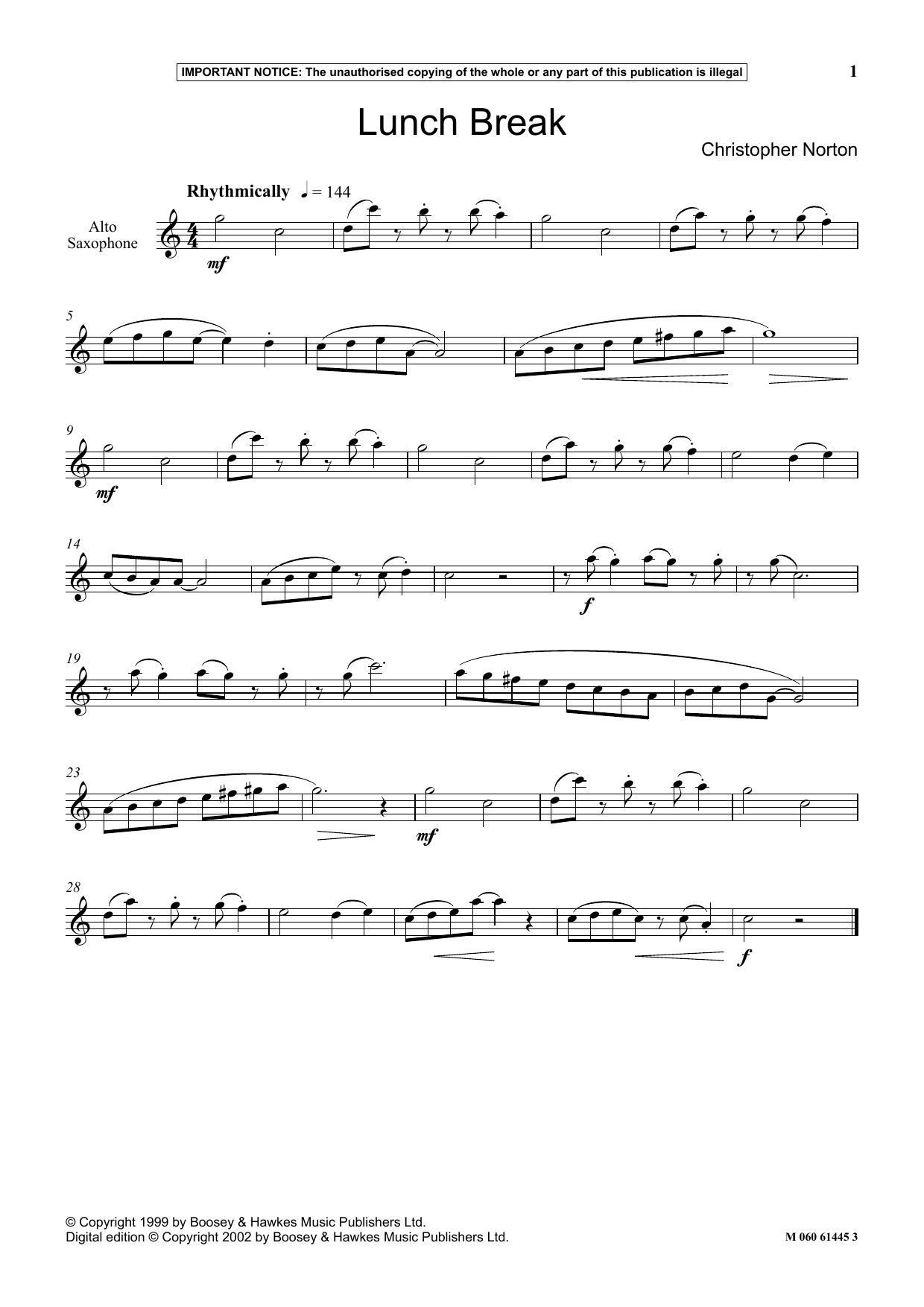 Christopher Norton Lunch Break Sheet Music Notes & Chords for Instrumental Solo - Download or Print PDF