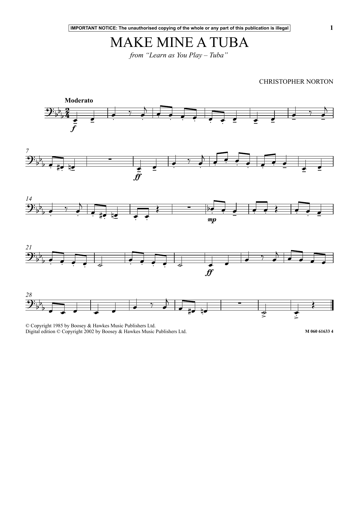 Christopher Norton Make Mine A Tuba (from Learn As You Play Tuba) Sheet Music Notes & Chords for Instrumental Solo - Download or Print PDF