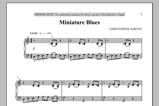 Christopher Norton Miniature Blues Sheet Music Notes & Chords for Piano - Download or Print PDF