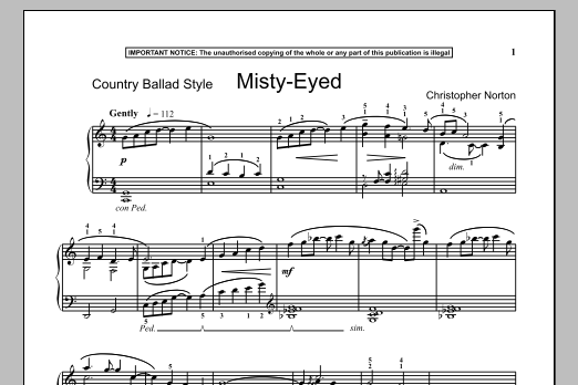 Christopher Norton Misty Eyed Sheet Music Notes & Chords for Piano - Download or Print PDF