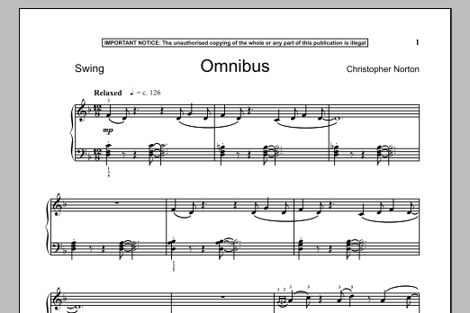 Christopher Norton Omnibus Sheet Music Notes & Chords for Piano - Download or Print PDF Christopher Norton Omnibus Sheet Music Notes & Chords for Piano - Download or Print PDF