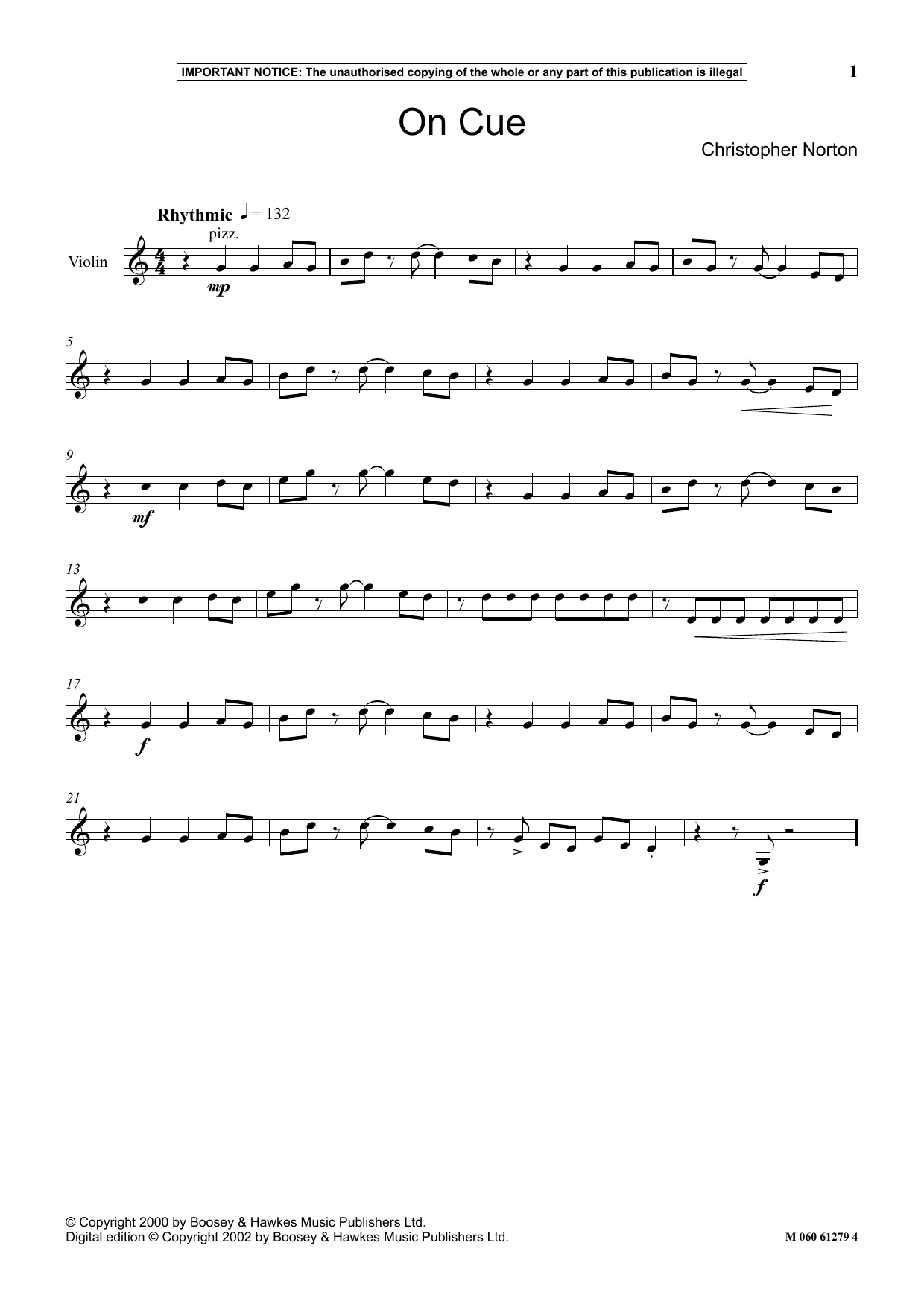 Christopher Norton On Cue Sheet Music Notes & Chords for Instrumental Solo - Download or Print PDF