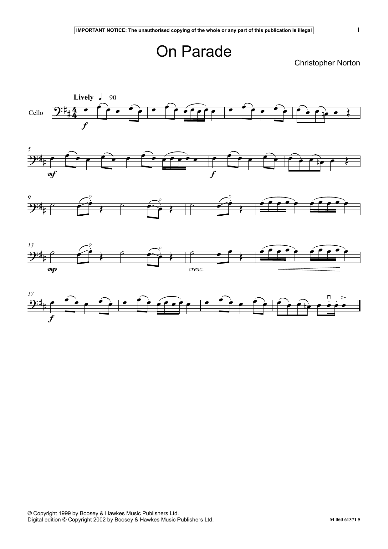 Christopher Norton On Parade Sheet Music Notes & Chords for Instrumental Solo - Download or Print PDF