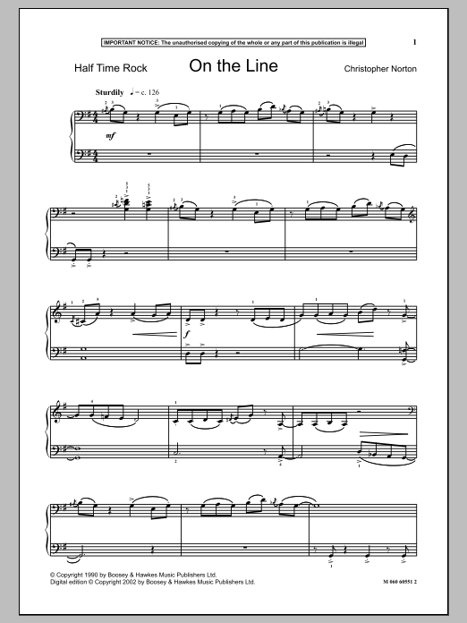 Christopher Norton On The Line Sheet Music Notes & Chords for Piano - Download or Print PDF Christopher Norton On The Line Sheet Music Notes & Chords for Piano - Download or Print PDF