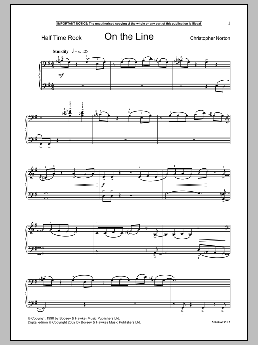 Christopher Norton On The Line Sheet Music Notes & Chords for Piano - Download or Print PDF