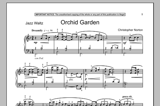 Christopher Norton Orchid Garden Sheet Music Notes & Chords for Piano - Download or Print PDF