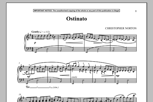 Christopher Norton Ostinato Sheet Music Notes & Chords for Piano - Download or Print PDF Christopher Norton Ostinato Sheet Music Notes & Chords for Piano - Download or Print PDF