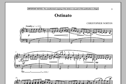 Christopher Norton Ostinato Sheet Music Notes & Chords for Piano - Download or Print PDF