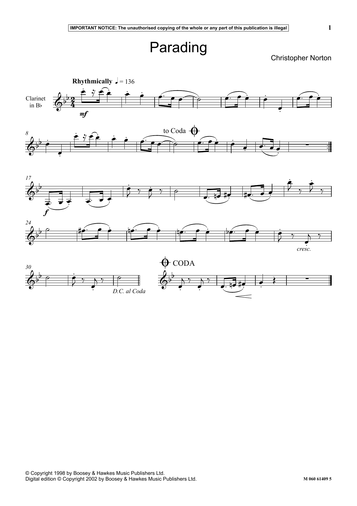 Christopher Norton Parading Sheet Music Notes & Chords for Instrumental Solo - Download or Print PDF