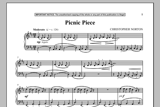 Christopher Norton Picnic Piece Sheet Music Notes & Chords for Piano - Download or Print PDF