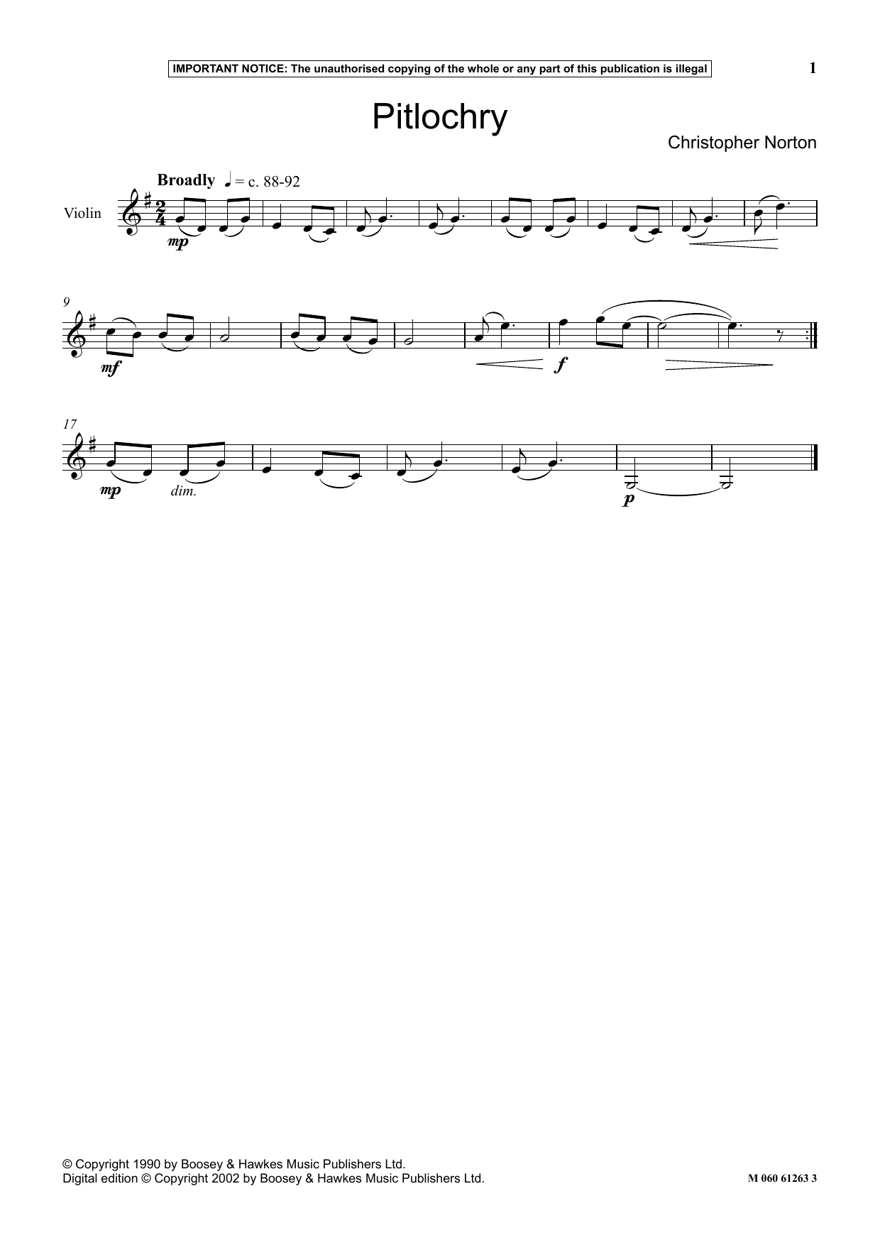 Christopher Norton Pitlochry Sheet Music Notes & Chords for Instrumental Solo - Download or Print PDF