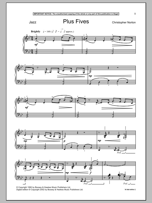 Christopher Norton Plus Fives Sheet Music Notes & Chords for Piano - Download or Print PDF