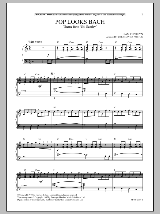 Christopher Norton Pop Looks Bach (Theme from Ski Sunday) Sheet Music Notes & Chords for Piano - Download or Print PDF Christopher Norton Pop Looks Bach (Theme from Ski Sunday) Sheet Music Notes & Chords for Piano - Download or Print PDF