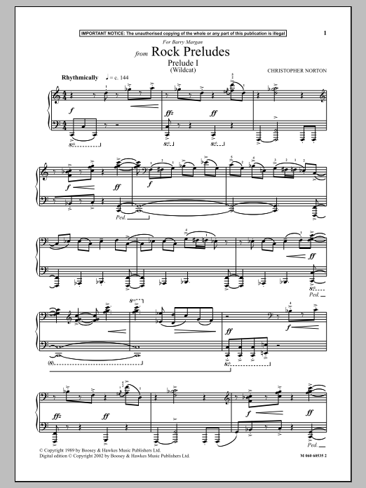 Christopher Norton Prelude I (Wildcat) (from Rock Preludes) Sheet Music Notes & Chords for Piano - Download or Print PDF