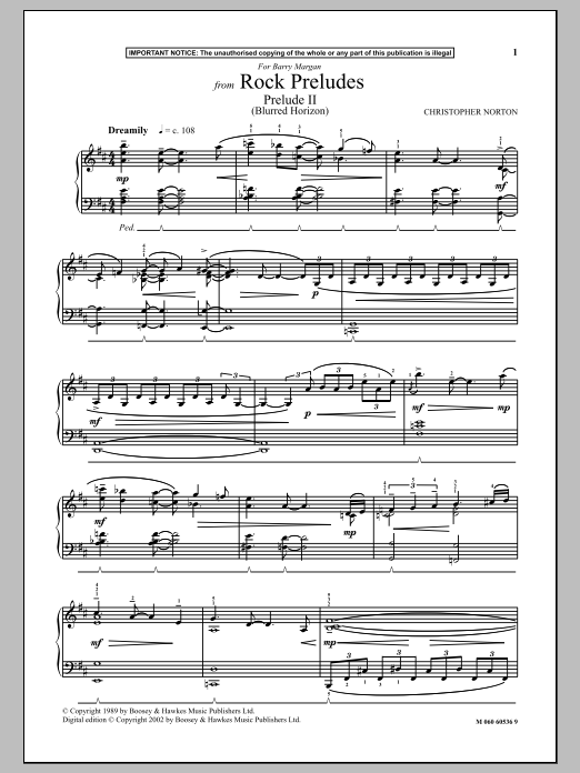 Christopher Norton Prelude II (Blurred Horizon) (from Rock Preludes) Sheet Music Notes & Chords for Piano - Download or Print PDF