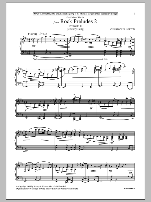 Christopher Norton Prelude II (Country Song) (from Rock Preludes 2) Sheet Music Notes & Chords for Piano - Download or Print PDF