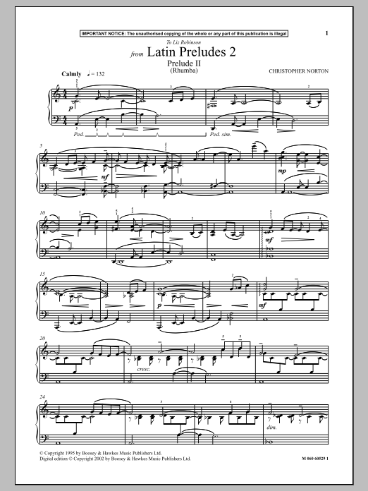Christopher Norton Prelude II (Rhumba) (from Latin Preludes 2) Sheet Music Notes & Chords for Piano - Download or Print PDF