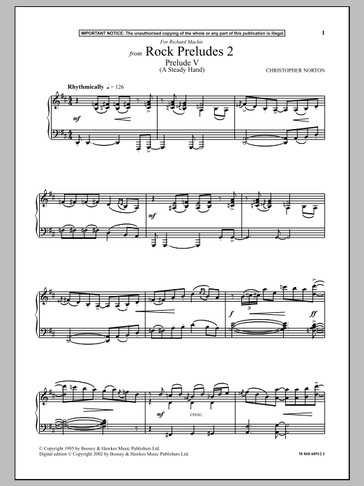 Christopher Norton Prelude V (A Steady Hand) (from Rock Preludes 2) Sheet Music Notes & Chords for Piano - Download or Print PDF