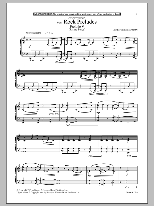 Christopher Norton Prelude V (Rising Force) (from Rock Preludes) Sheet Music Notes & Chords for Piano - Download or Print PDF