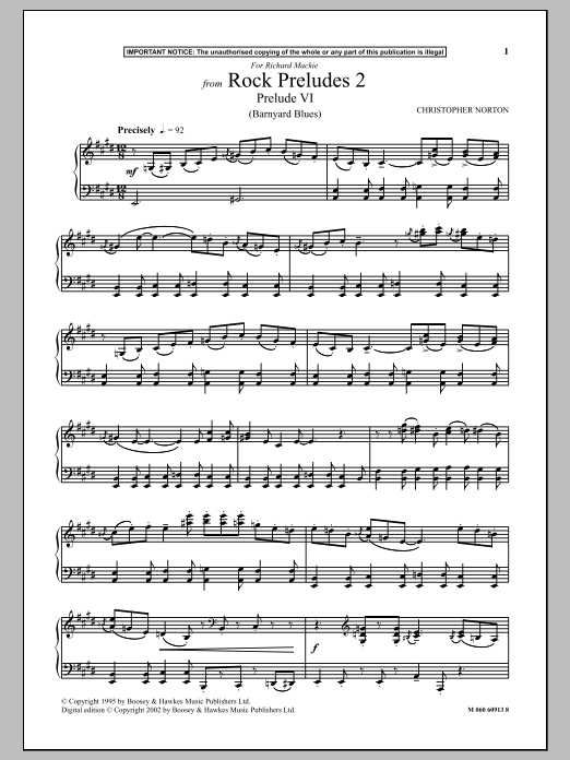 Christopher Norton Prelude VI (Barnyard Blues) (from Rock Preludes 2) Sheet Music Notes & Chords for Piano - Download or Print PDF
