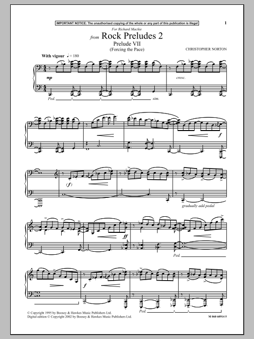 Christopher Norton Prelude VII (Forcing the Pace) (from Rock Preludes 2) Sheet Music Notes & Chords for Piano - Download or Print PDF