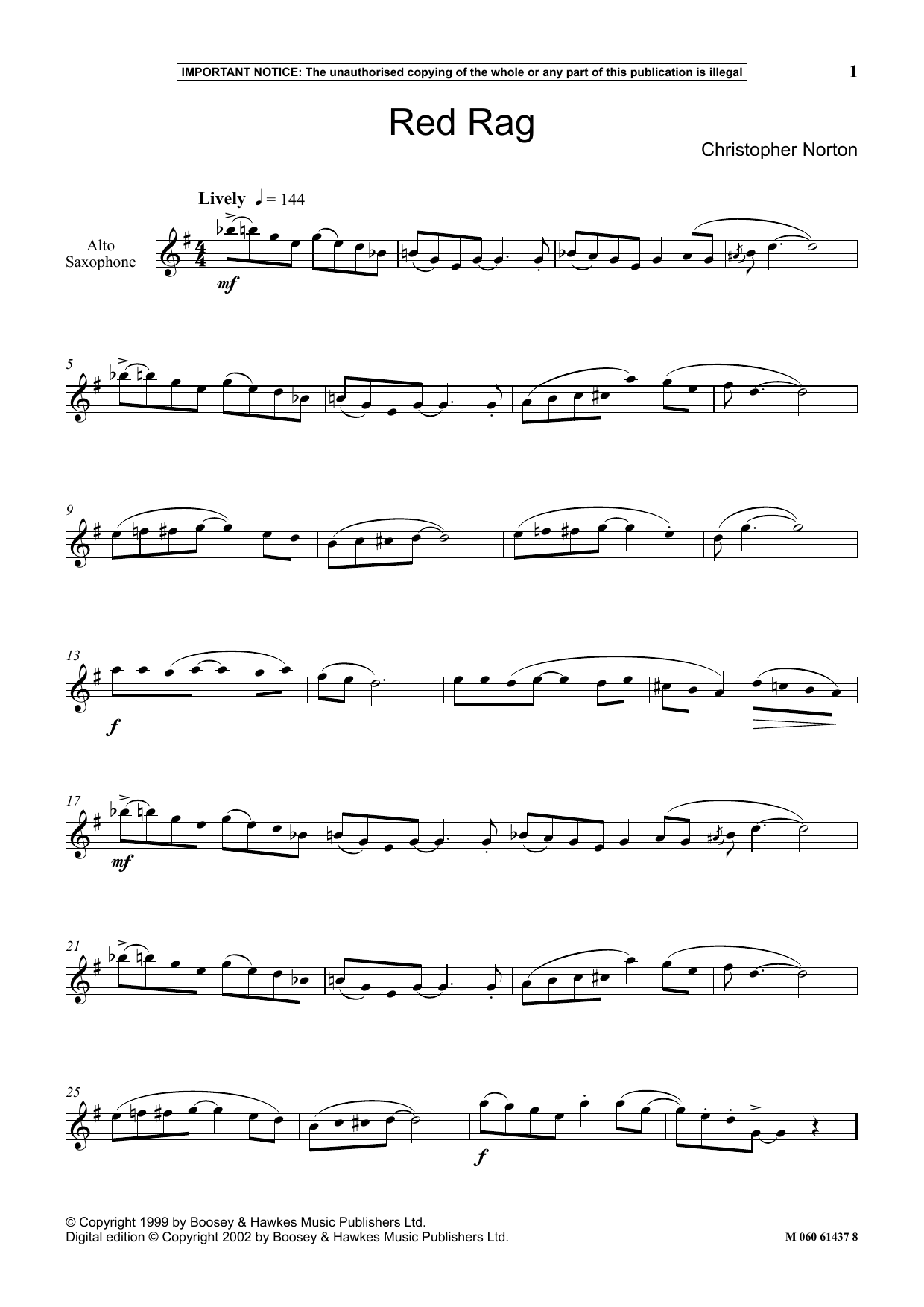 Christopher Norton Red Rag Sheet Music Notes & Chords for Instrumental Solo - Download or Print PDF