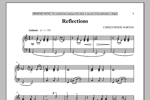 Christopher Norton Reflections Sheet Music Notes & Chords for Piano - Download or Print PDF