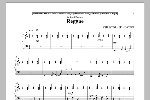 Christopher Norton Reggae Sheet Music Notes & Chords for Piano - Download or Print PDF