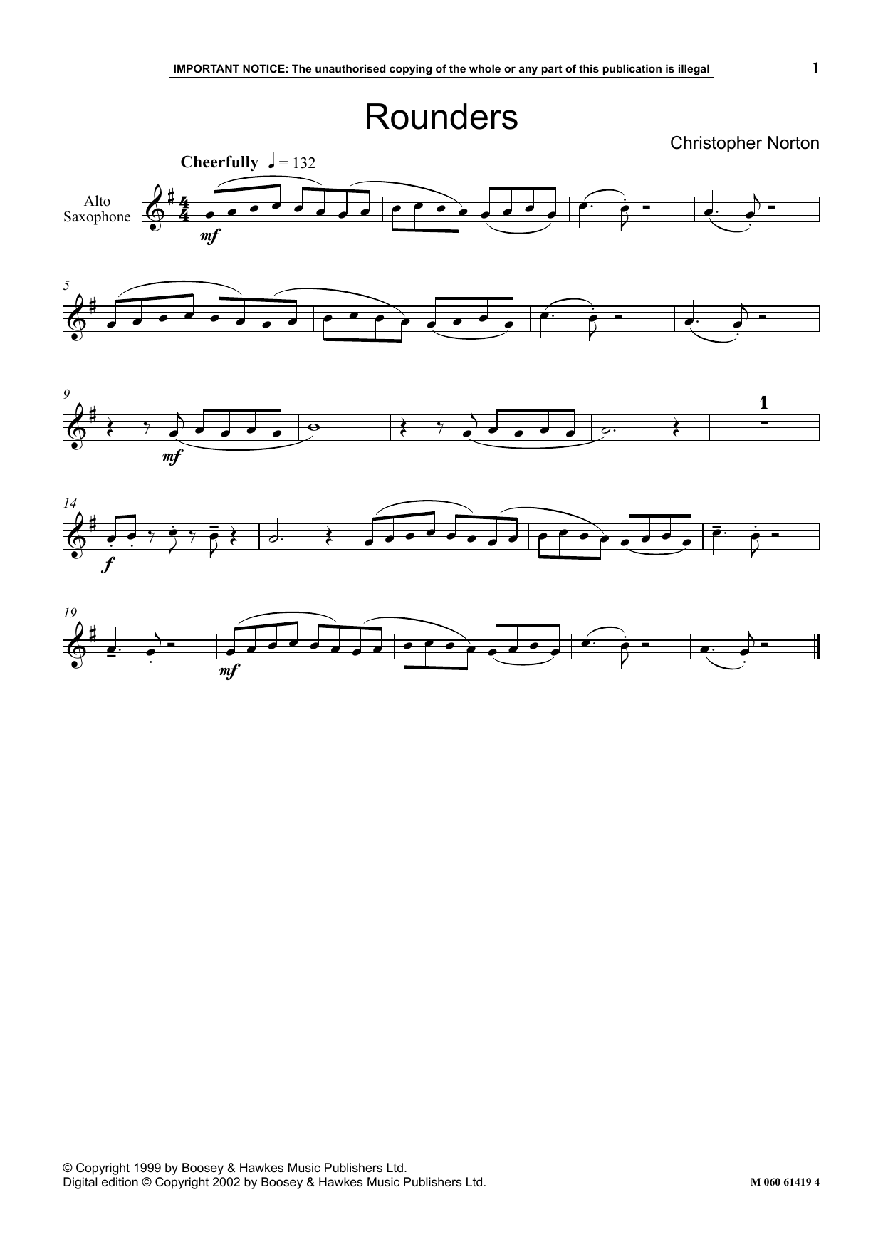 Christopher Norton Rounders Sheet Music Notes & Chords for Instrumental Solo - Download or Print PDF