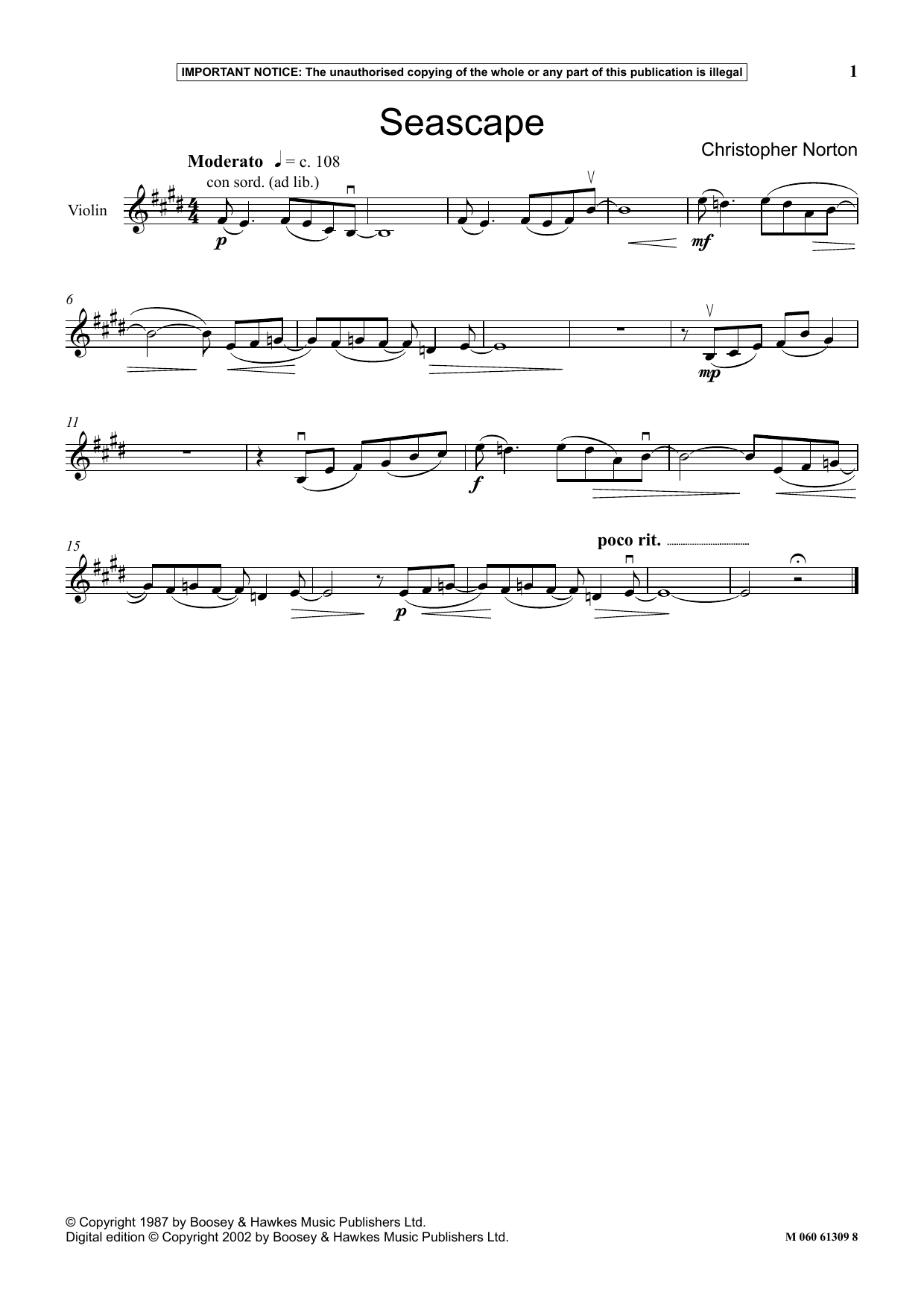 Christopher Norton Seascape Sheet Music Notes & Chords for Instrumental Solo - Download or Print PDF