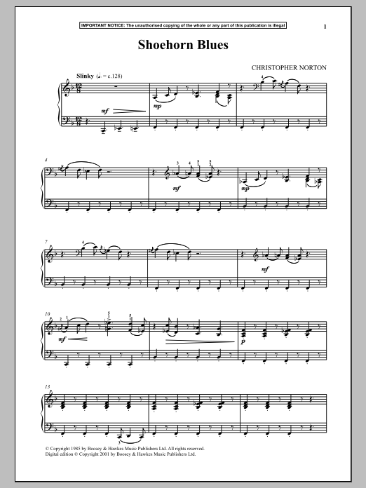Christopher Norton Shoehorn Blues Sheet Music Notes & Chords for Piano - Download or Print PDF
