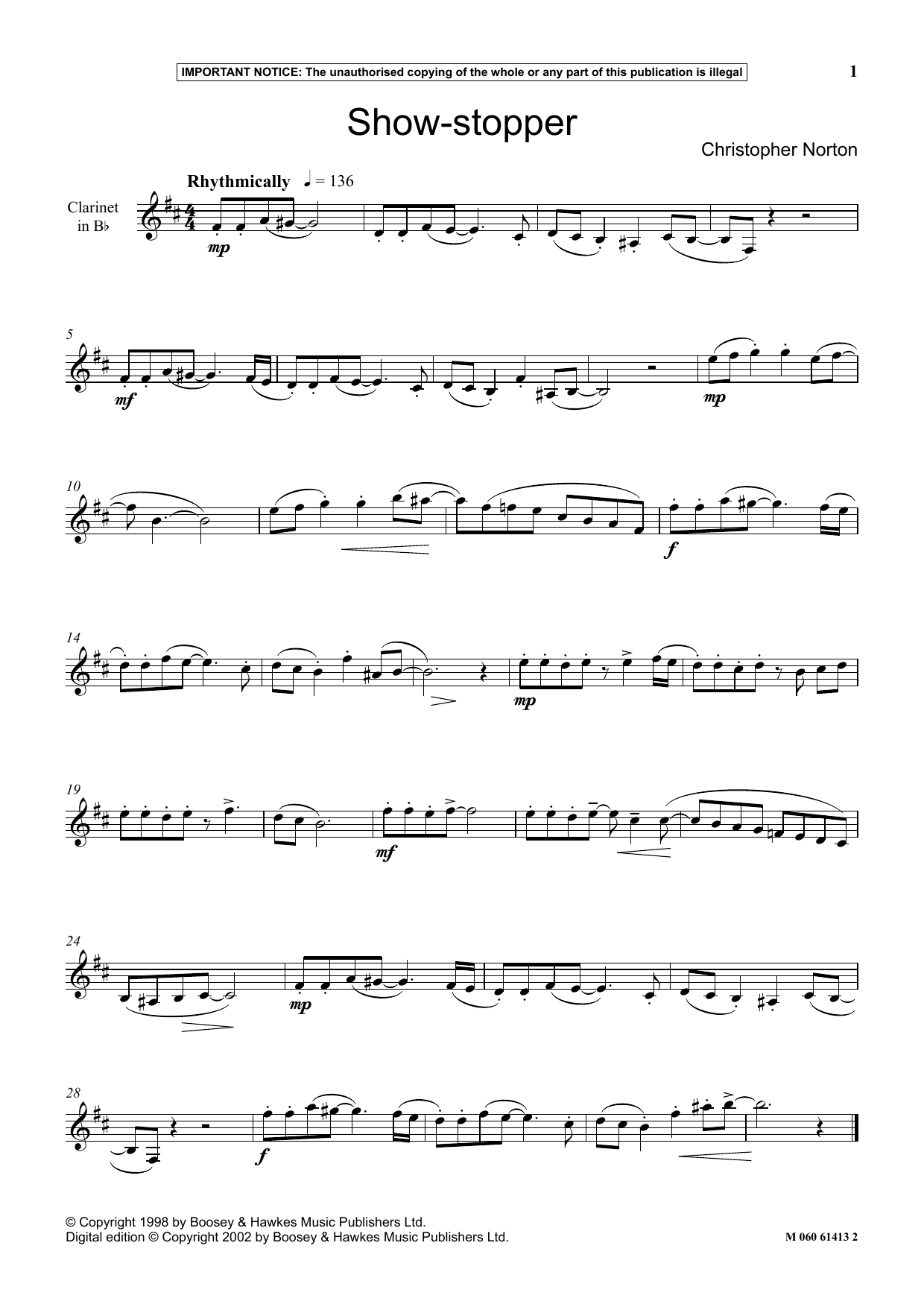 Christopher Norton Show-stopper Sheet Music Notes & Chords for Instrumental Solo - Download or Print PDF