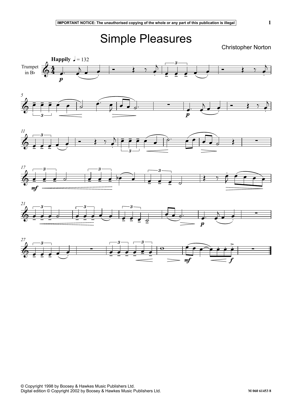 Christopher Norton Simple Pleasures Sheet Music Notes & Chords for Instrumental Solo - Download or Print PDF