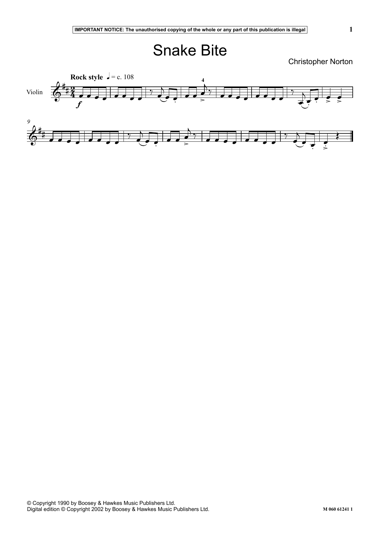 Christopher Norton Snake Bite Sheet Music Notes & Chords for Instrumental Solo - Download or Print PDF