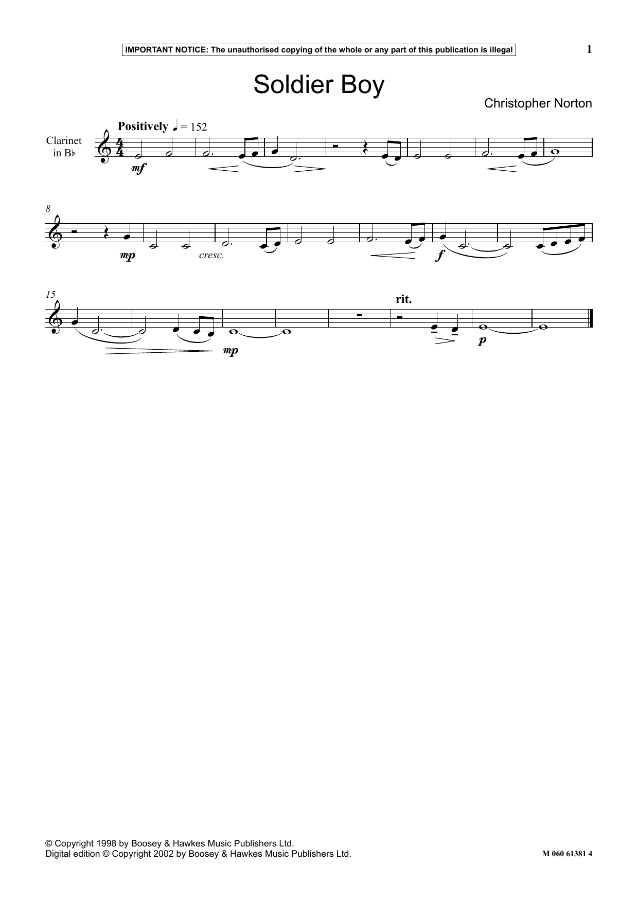 Christopher Norton Soldier Boy Sheet Music Notes & Chords for Instrumental Solo - Download or Print PDF