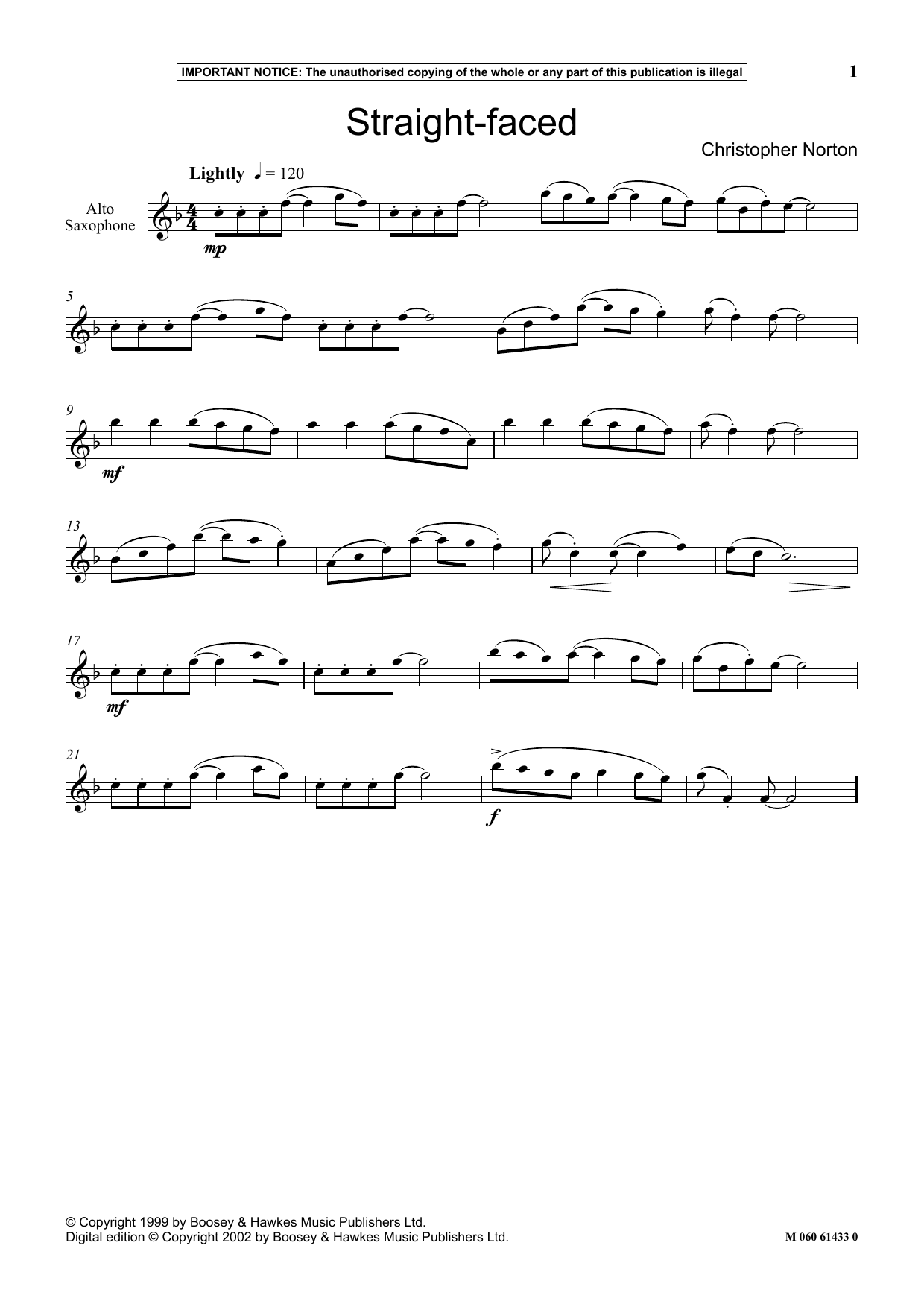 Christopher Norton Straight Faced Sheet Music Notes & Chords for Instrumental Solo - Download or Print PDF