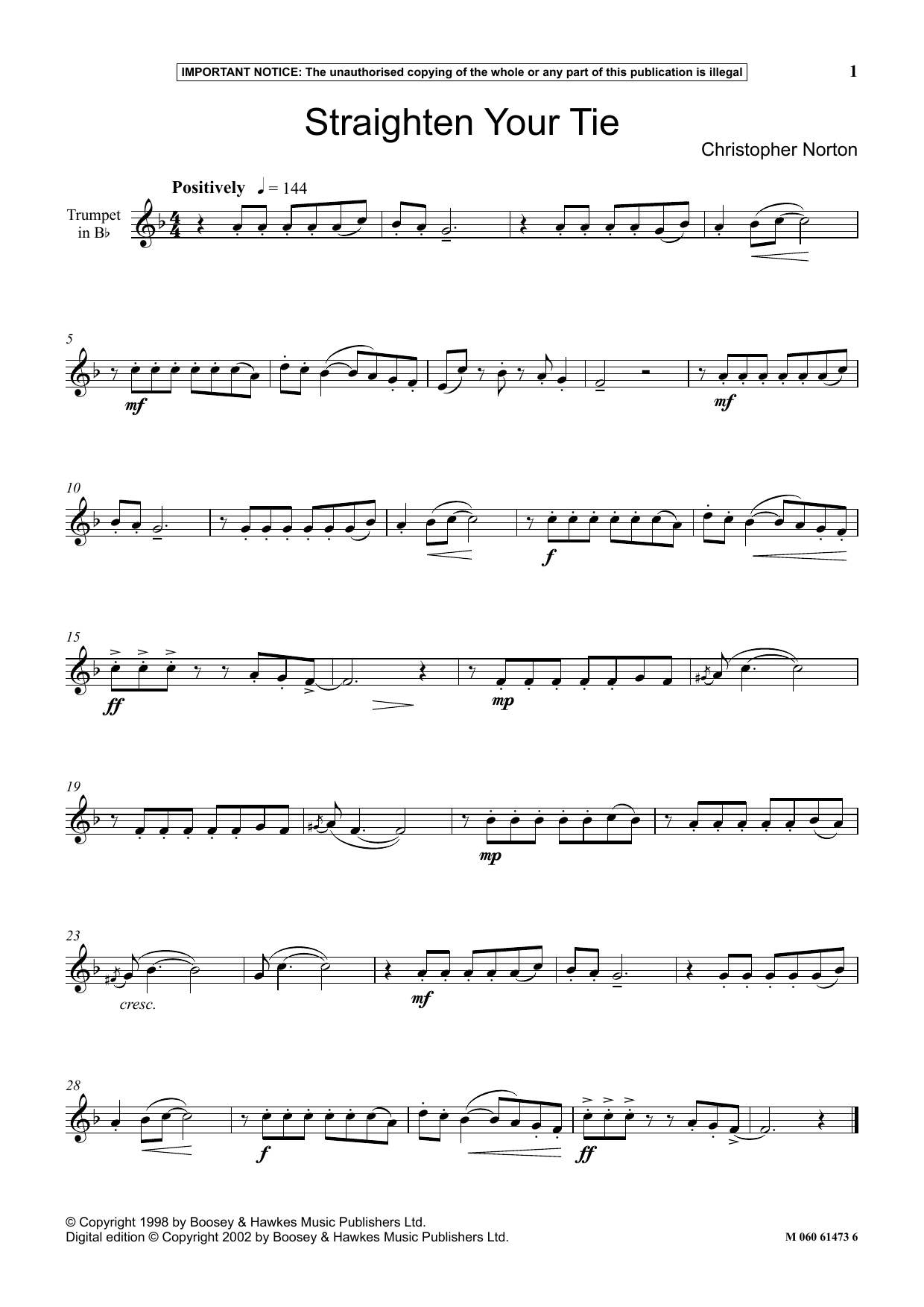 Christopher Norton Straighten Your Tie Sheet Music Notes & Chords for Instrumental Solo - Download or Print PDF
