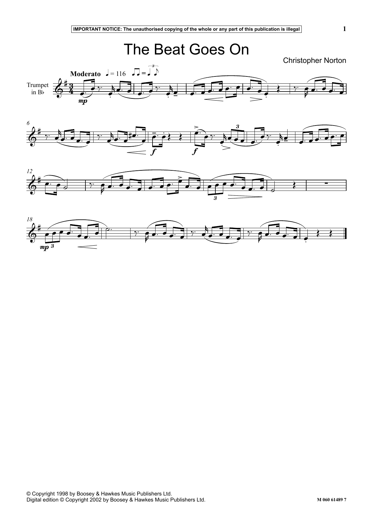 Christopher Norton The Beat Goes On Sheet Music Notes & Chords for Instrumental Solo - Download or Print PDF