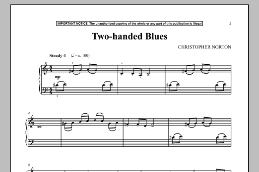 Christopher Norton Two-Handed Blues Sheet Music Notes & Chords for Piano - Download or Print PDF