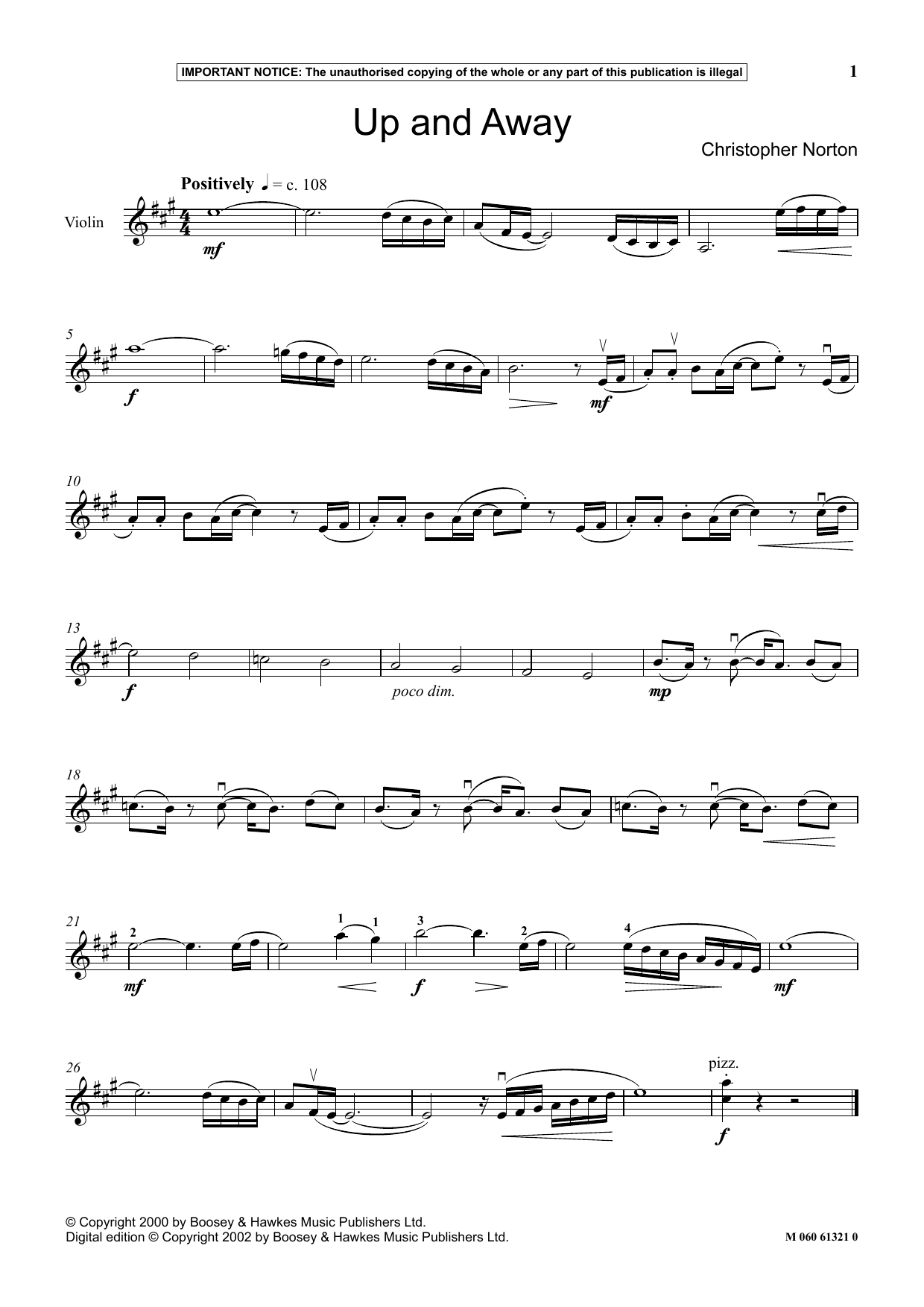 Christopher Norton Up And Away Sheet Music Notes & Chords for Instrumental Solo - Download or Print PDF