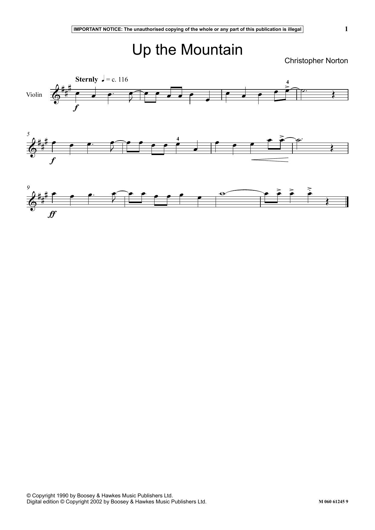 Christopher Norton Up The Mountain Sheet Music Notes & Chords for Instrumental Solo - Download or Print PDF