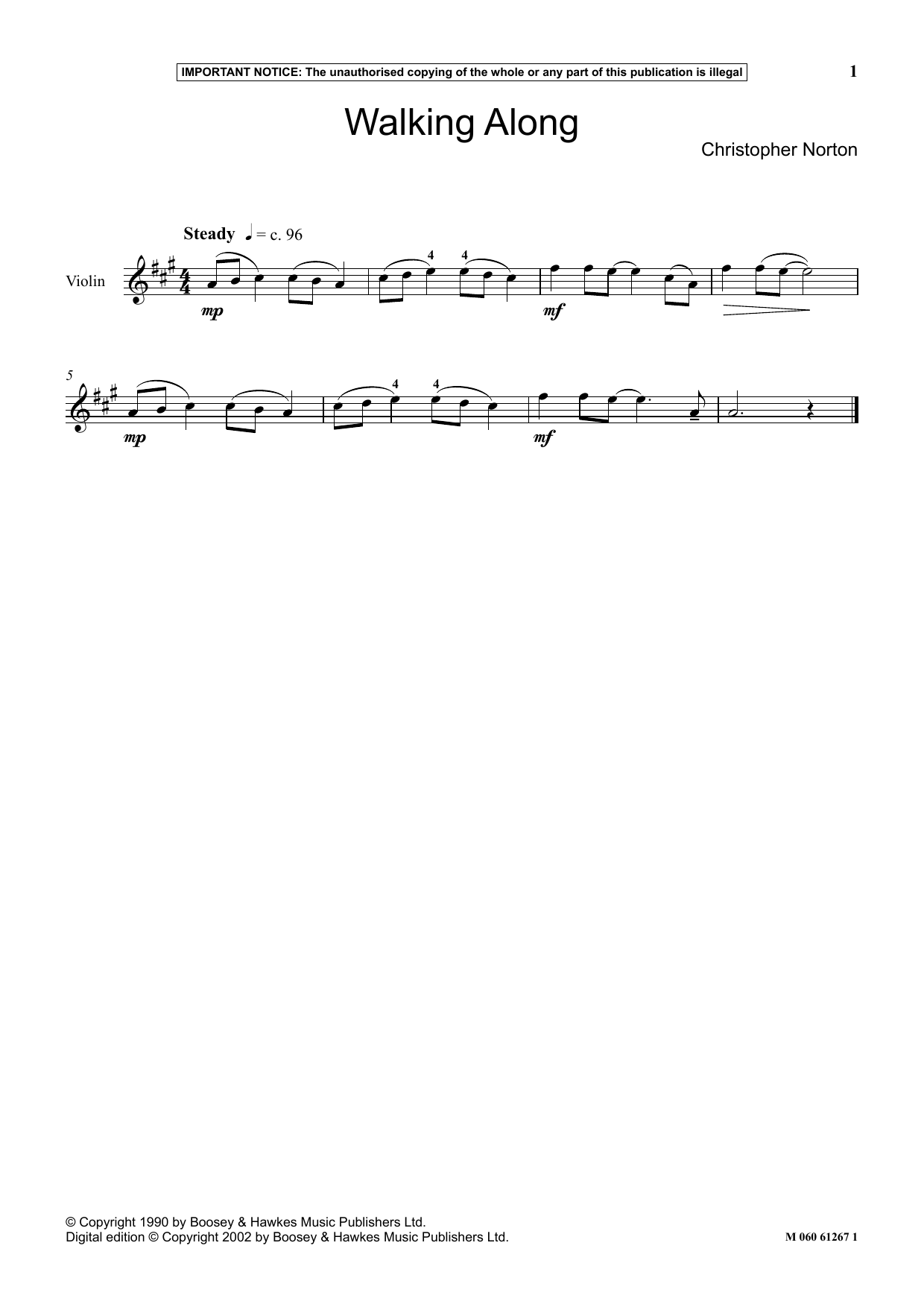 Christopher Norton Walking Along Sheet Music Notes & Chords for Instrumental Solo - Download or Print PDF