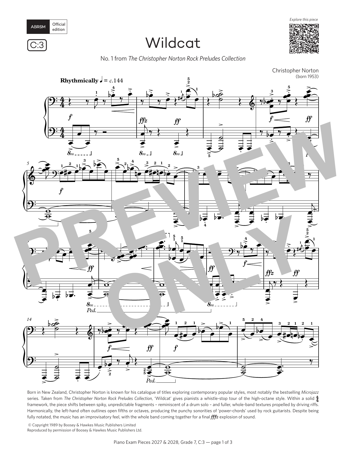 Christopher Norton Wildcat (Grade 7, list C3, from the ABRSM Piano Syllabus 2027 & 2028) Sheet Music Notes & Chords for Piano Solo - Download or Print PDF