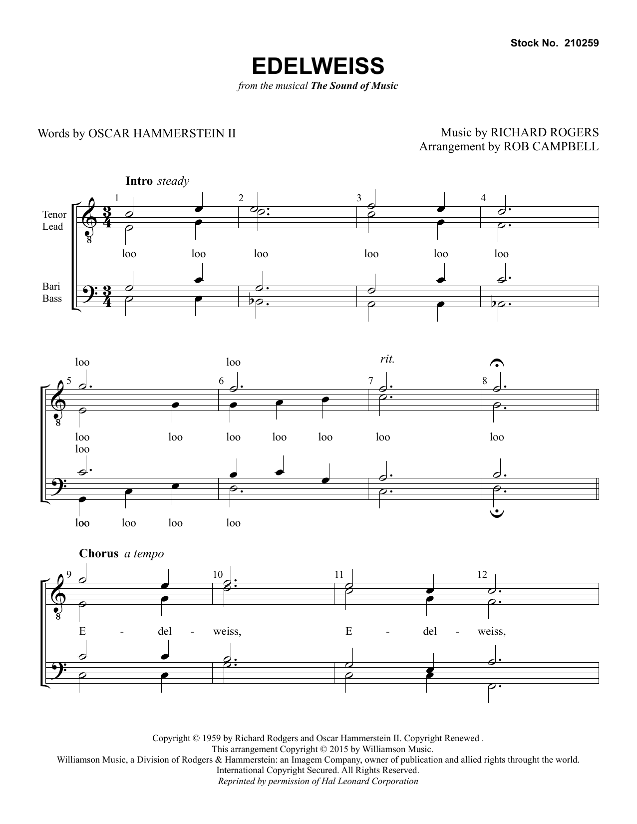 Christopher Plummer Edelweiss (from The Sound Of Music) (arr. Rob Campbell) Sheet Music Notes & Chords for SATB Choir - Download or Print PDF