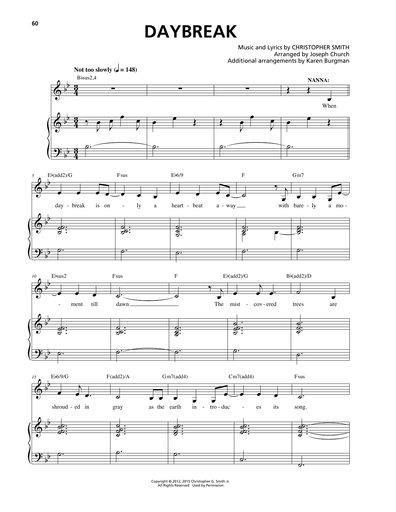 Christopher Smith Daybreak Sheet Music Notes & Chords for Piano & Vocal - Download or Print PDF