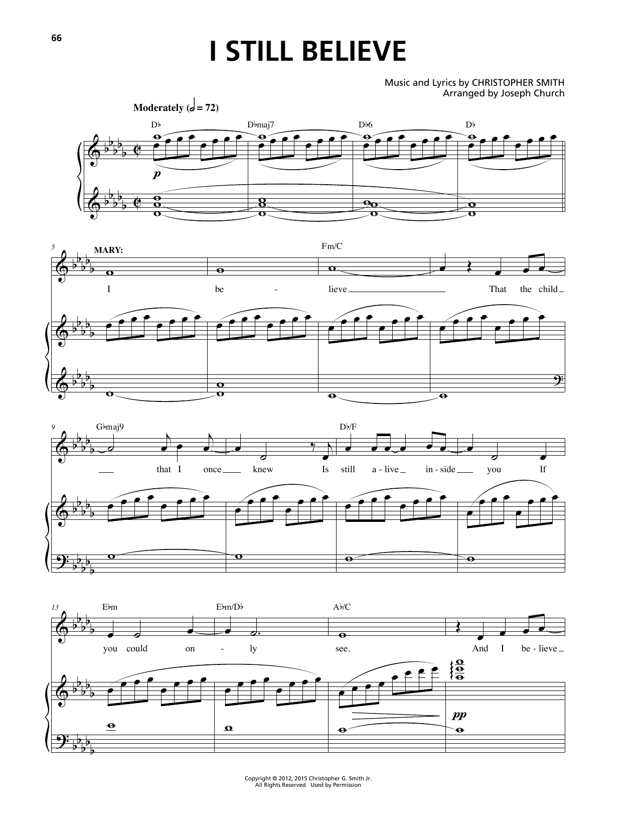 Christopher Smith I Still Believe Sheet Music Notes & Chords for Piano & Vocal - Download or Print PDF