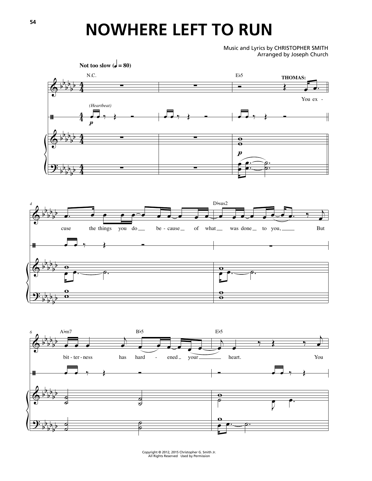 Christopher Smith Nowhere Left To Run Sheet Music Notes & Chords for Piano & Vocal - Download or Print PDF
