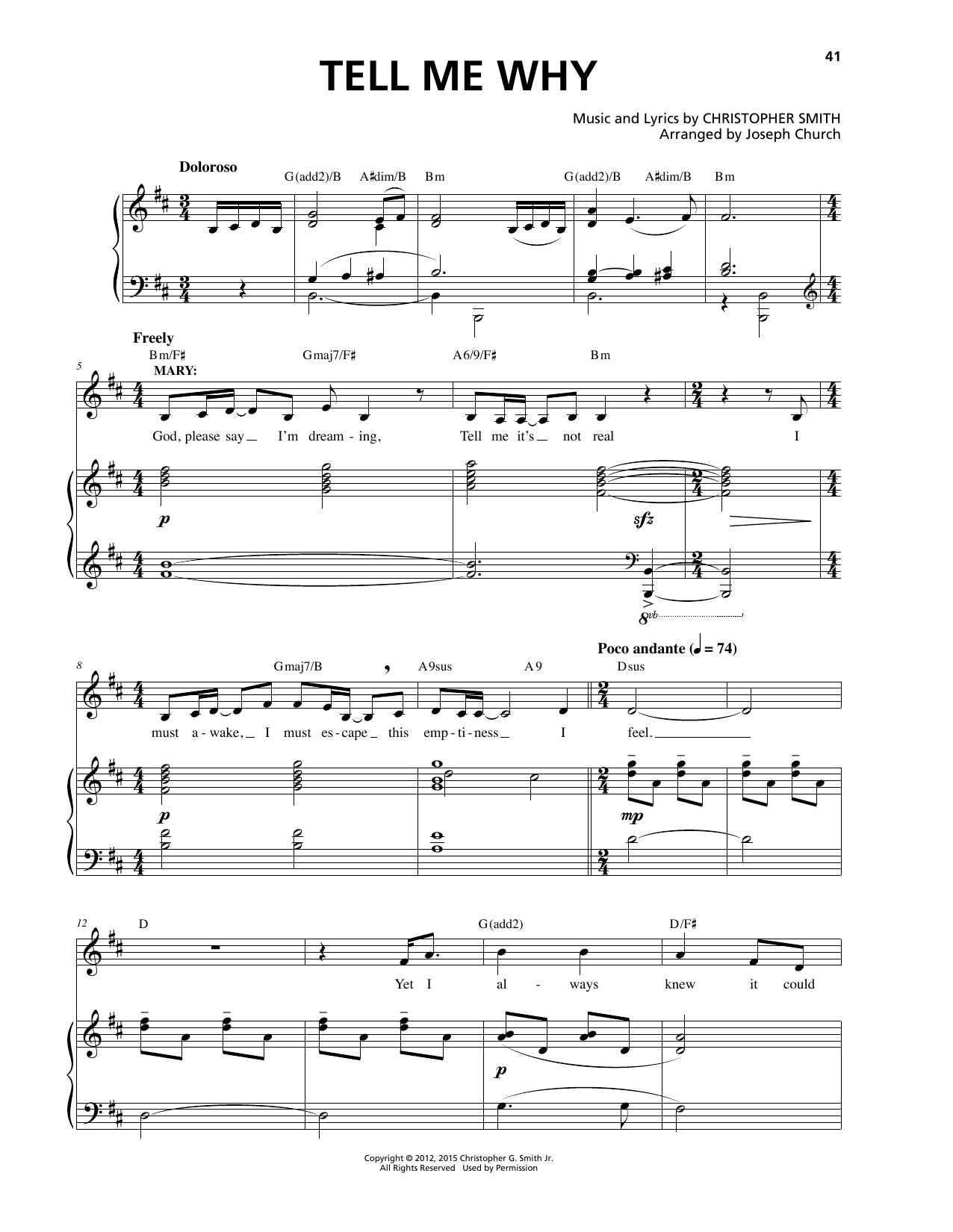 Christopher Smith Tell Me Why Sheet Music Notes & Chords for Piano & Vocal - Download or Print PDF